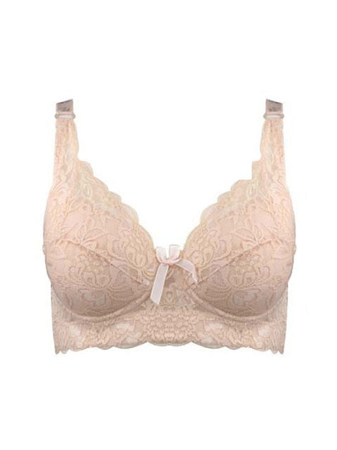 White Full Coverage Underwire Push Up Lace & Mesh Wide Band Bra –