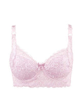 Charger l&#39;image dans la galerie, White Full Coverage Underwire Push Up Lace &amp; Mesh Wide Band Bra
