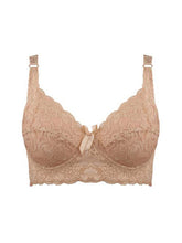 Load image into Gallery viewer, White Full Coverage Underwire Push Up Lace &amp; Mesh Wide Band Bra
