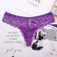 Afbeelding in Gallery-weergave laden, Low-Waist Purple Lace Thong - XL

